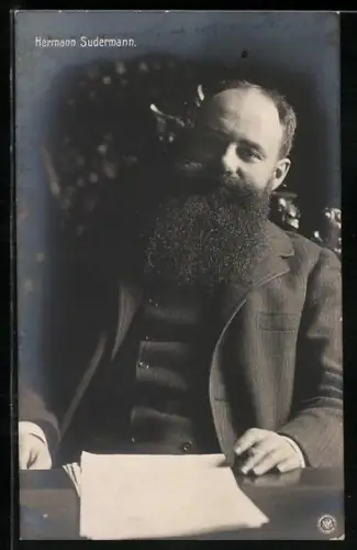 AK Hermann Sudermann, Portrait mit Rauschebart