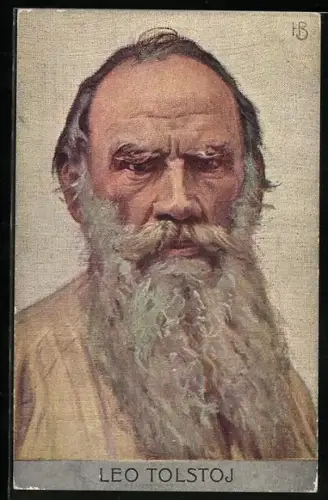 Künstler-AK Portrait des Dichters Leo Tolstoj