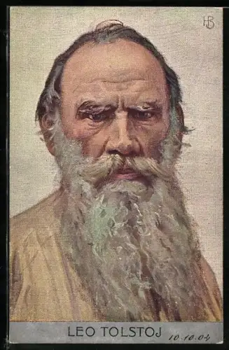 Künstler-AK Portrait des Dichters Leo Tolstoj