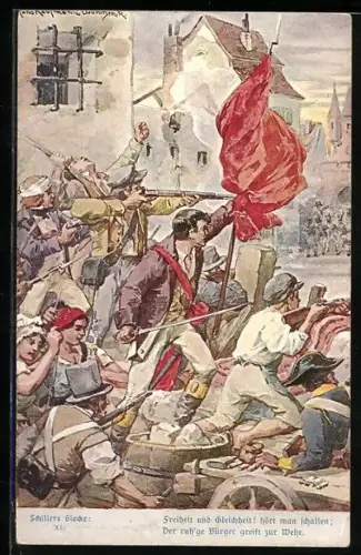 Künstler-AK Hans Kaufmann: Freiheit und Gleichheit, Bürgerwehr im Kampf