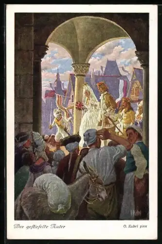 Künstler-AK Otto Kubel: Der gestiefelte Kater und der König