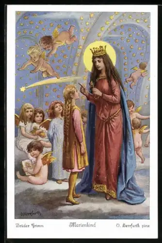 Künstler-AK Oskar Herrfurth: Brüder Grimm - Märchen Marienkind