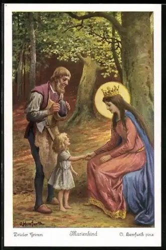 Künstler-AK Oskar Herrfurth: Brüder Grimm - Märchen Marienkind