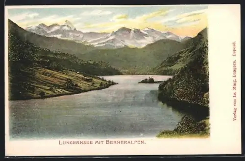 AK Lungern /Lungernsee, Lungernsee mit Berneralpen
