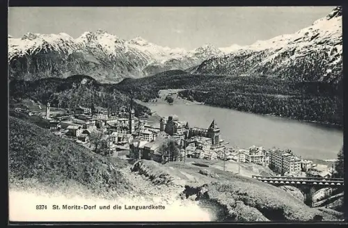 AK St. Moritz, Ortsansicht mit der Languardkette