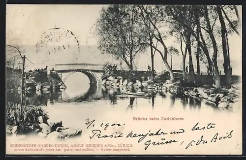 AK Zürich, Brücke am Zürichhorn