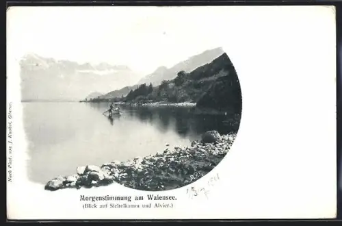 AK Walensee, Blick auf Sichelkamm und Alvier