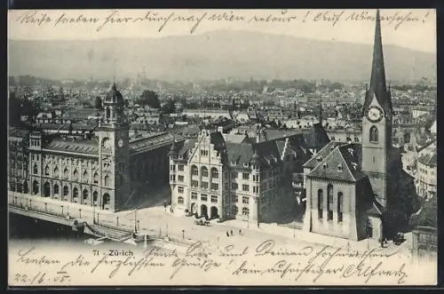 AK Zürich, Ortspartie mit Kirche