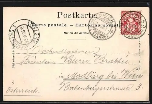 AK Zürich, Ortspartie mit Kirche