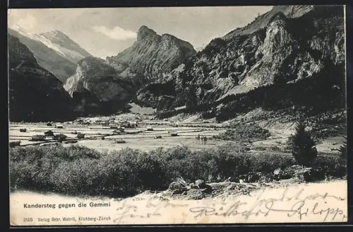 AK Kandersteg, Ortsansicht gegen die Gemmi