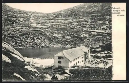 AK Grimsel-Hospiz, Grimsel-Hospiz mit Grimselstrasse