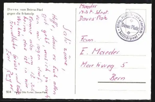 AK Davos, Ortsansicht mit Schatzalp und Stelaalp