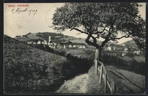 AK Heiden, Blick zum Ort vom Weg aus