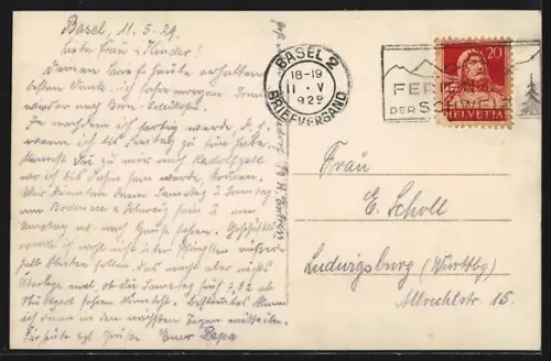 AK Basel, Blick auf die 3 Rheinbrücken, Gasthof Elsässerhof