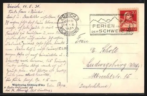 AK Locarno, Frau mit Kind in einem Boot