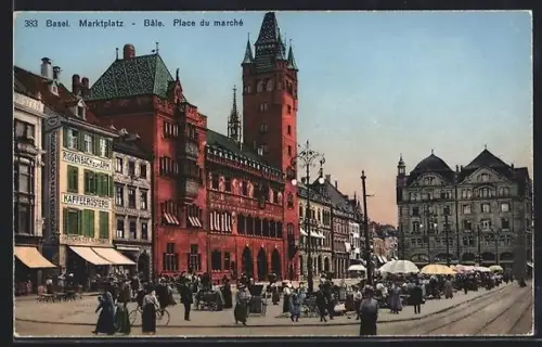 AK Basel, Gasthof Riggenbach zum Arm am Marktplatz
