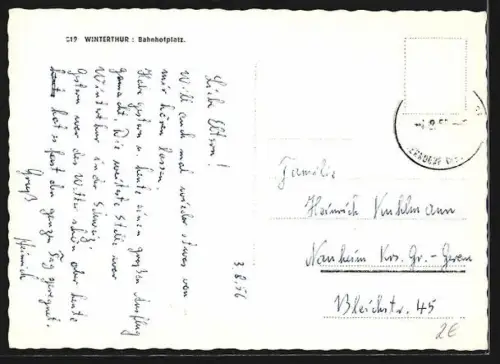 AK Winterthur, Strassenbahnen am Bahnhofplatz