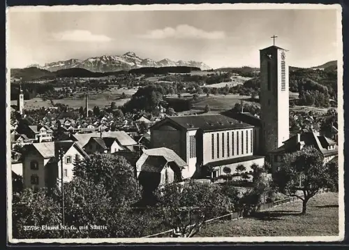 AK Flawil /St. G., Ortsansicht mit Säntis