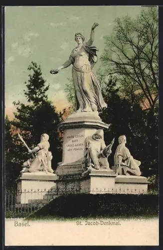 AK Basel, St. Jacob-Denkmal