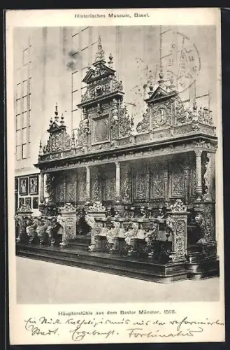 AK Basel, Häupterstühle aus dem Basler Münster