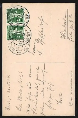 AK Basel, Rathaus mit Markt