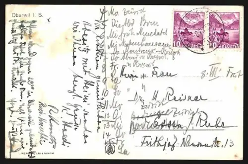 AK Oberwil im Simmental, Wüstenbach, Totalansicht aus der Vogelschau