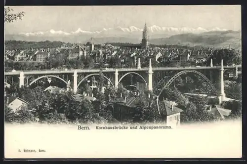 AK Bern, Kornhausbrücke und Alpenpanorama