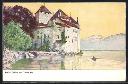 AK Chillon, Schloss mit Genfer See