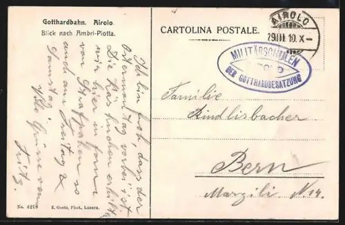 AK Airolo, Gotthardbahn gegen Ambri-Piotta