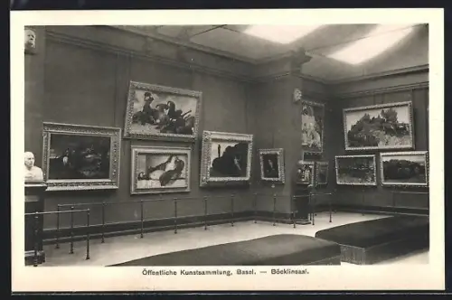 AK Basel, Öffentliche Kunstsammlung, Böcklinsaal, Innenansicht