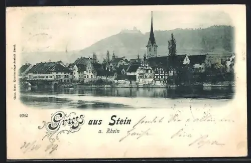 AK Stein a. Rhein, Uferpartie mit Kirche