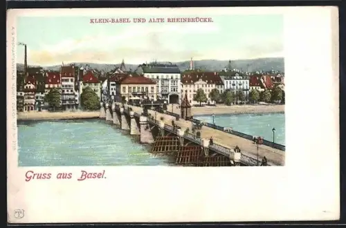 AK Basel, Klein-Basel und Alte Rheinbrücke