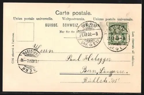 AK Bern, Teilansicht mit Kirche und Brücke