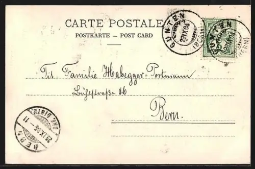 AK Gunten /Thunersee, Dampfer bei der Ankunft