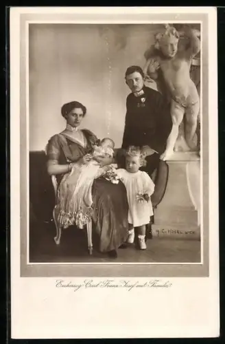 AK Kaiserin Zita von Österreich mit Kinder und Gemahl
