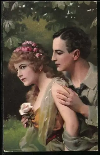 AK Hast du mich lieb?, Liebespaar im Park