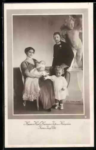 AK Kaiser Karl, Kaiserin Zitas und Kronprinz Franz Josef Otto