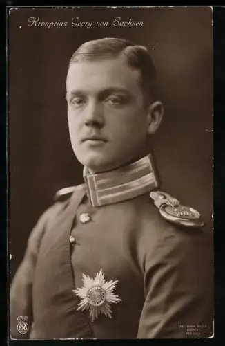 AK Kronprinz Georg von Sachsen in Uniform im Portrait