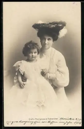 AK Gräfin Montignoso mit Prinzessin Anna von Sachsen