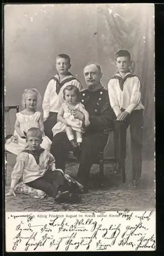AK König Friedrich August von Sachsen im Kreise seiner Kinder