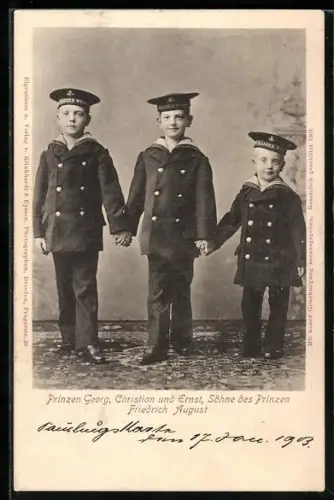 AK Prinzen Georg, Christian und Ernst, Söhne des Prinzen Friedrich August