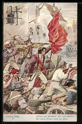 Künstler-AK Hans Kaufmann: Freiheit und Gleichheit, Bürgerwehr im Kampf