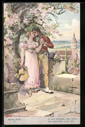 Künstler-AK Hans Kaufmann: Schiller, Das Lied von der Glocke Nr. IV, Oh zarte Sehnsucht, süssen Hoffen