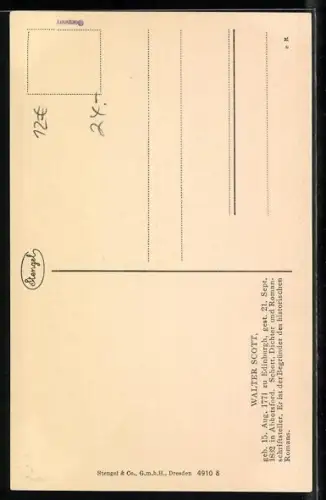 AK Portrait des Dichters Walter Scott