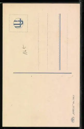 Künstler-AK Luis Usabal: junge Tennisspielerin mit grosser Schleife im Haar