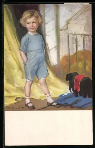 Künstler-AK Meissner & Buch (M&B) Nr. 2551: Portrait eines blonden Knaben