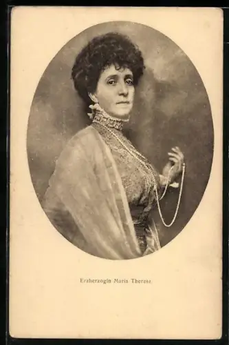 AK Portrait Erzherzogin Maria Therese von Österreich mit Perlenkette