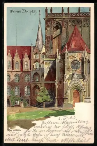 Künstler-AK Heinrich Kley: Meissen, Der Domplatz