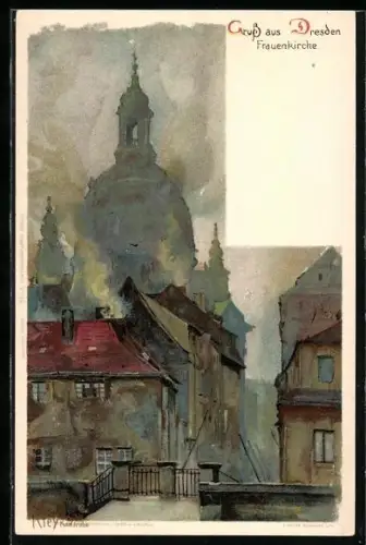 Künstler-AK Heinrich Kley: Dresden, Frauenkirche im Morgengrau