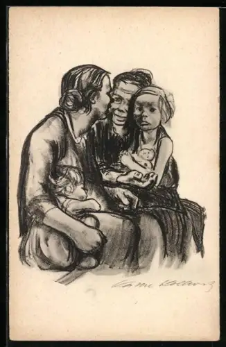 Künstler-AK Käthe Kollwitz: Frauen im Gespräch